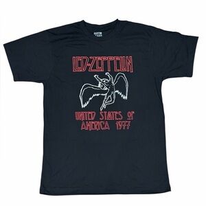 Led Zeppelin USA 1977 Graphic Band Tee Black Unisex 2XL